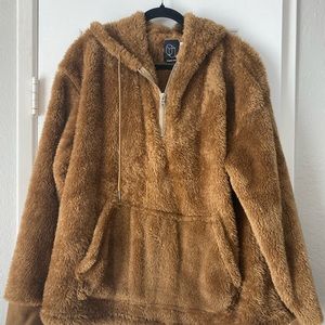 Mens Sherpa pullover zipper hoodie